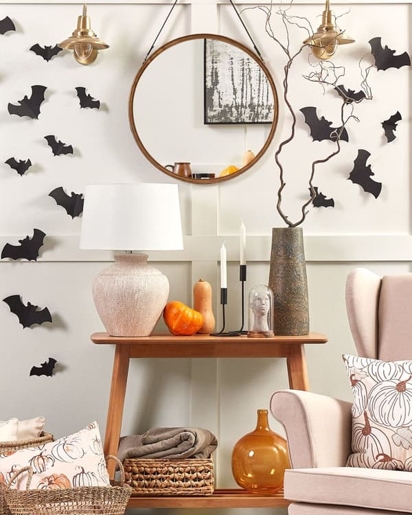 Set av 2 Dekorativa Kuddar Beige Sammet 45 x 45 cm Pumpa Mönster Kvadrat Modern Minimalist Höst Dekor Accessoarer
