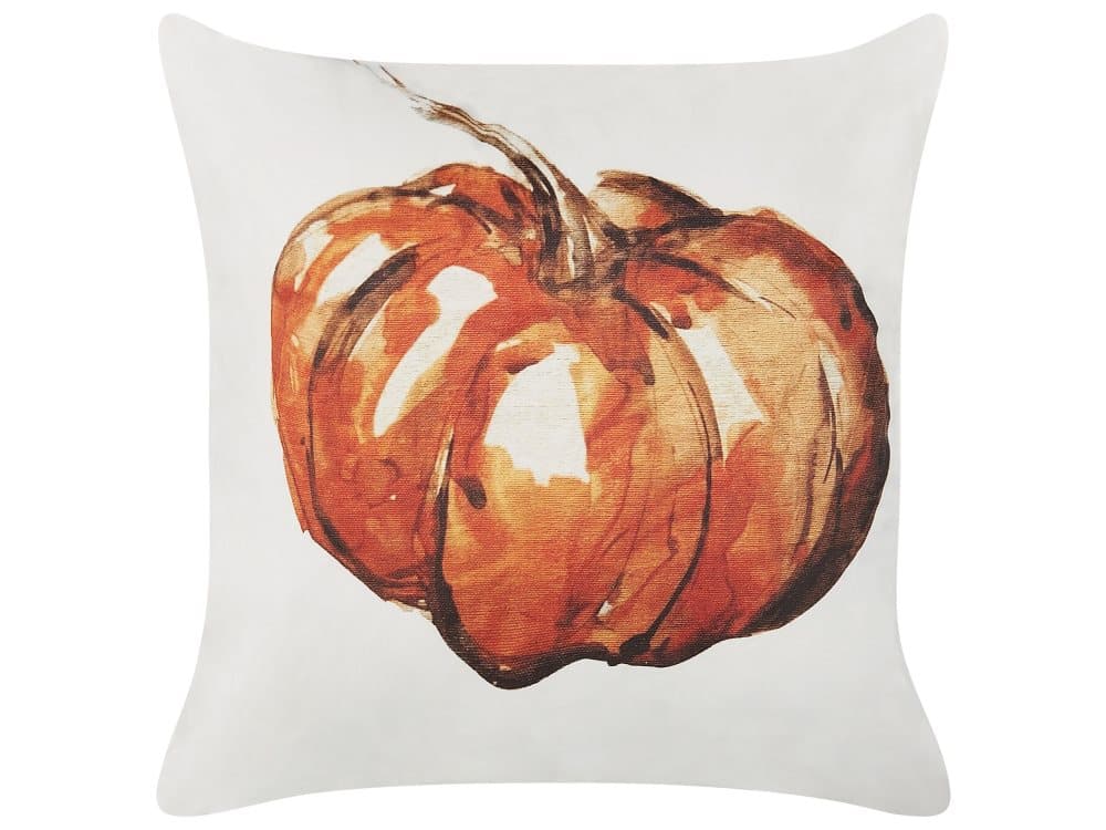 Sammetskudde pumpa motiv 45 x 45 cm Beige och Orange CURBITA