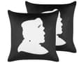 Miniatyrbild 1 av 6: Set av 2 Dekorativa Kuddar Svart Sammet 45 x 45 cm Frankenstein Mönster Kvadrat Halloween Accessoarer Dekoration
