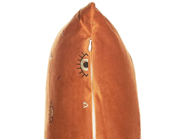 Set med 2 prydnadskuddar Orange Sammet 45 x 45 cm Ögonmotiv Glamour Dekor Hemtillbehör
