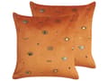 Miniatyrbild 1 av 7: Set med 2 prydnadskuddar Orange Sammet 45 x 45 cm Ögonmotiv Glamour Dekor Hemtillbehör