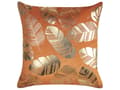 Miniatyrbild 4 av 7: Set med 2 prydnadskuddar Orange Guld Sammet 45 x 45 cm Bladmotiv Folietryck Glamour Dekor Hemtillbehör