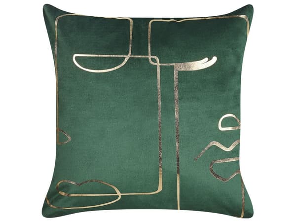 Set med 2 prydnadskuddar Grön Sammet 45 x 45 cm Ansiktsmotiv Glamour Dekor Hemtillbehör