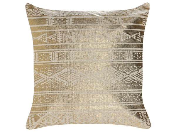 Set med 2 prydnadskuddar Guld Bomull 50 x 50 cm Geometriskt mönster Folietryck Glamour Dekor Tillbehör
