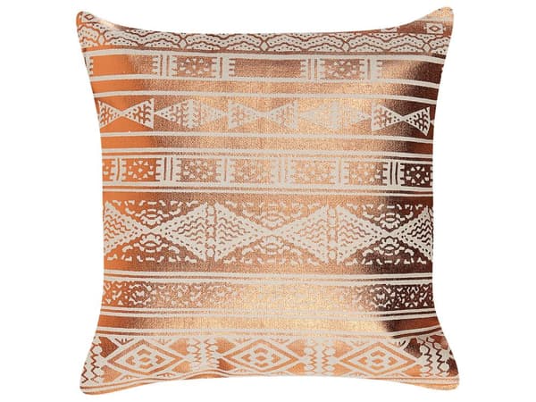 Set med 2 prydnadskuddar Koppar Bomull 50 x 50 cm Geometriskt mönster Folietryck Glamour Dekor Tillbehör