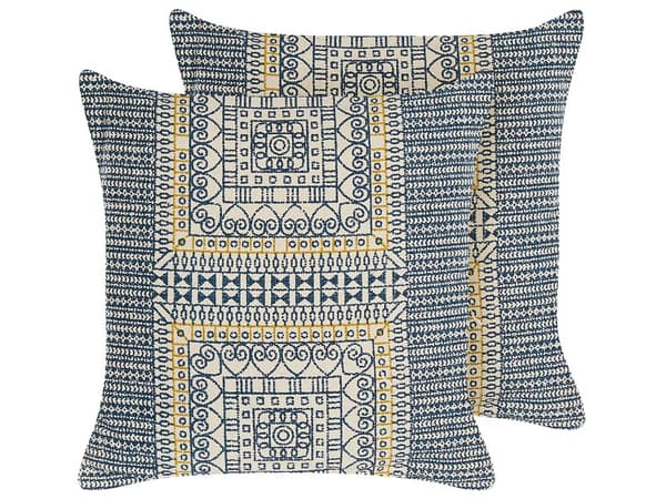 Set med 2 prydnadskuddar Flerfärgad Bomull 50 x 50 cm Geometriskt mönster Folietryck Boho Inredningstillbehör