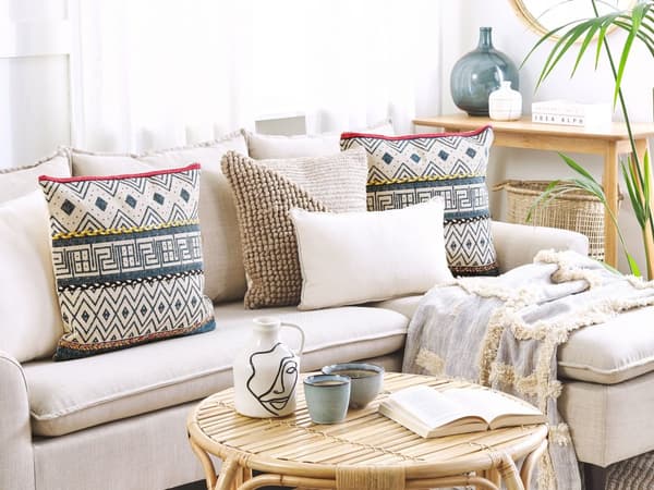 Set med 2 prydnadskuddar Flerfärgad Bomull 50 x 50 cm Geometriskt mönster Folietryck Boho Dekortillbehör