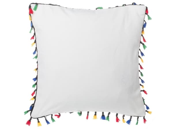 Sett med 2 Dekorative Puter Hvit Fugletrekk 45 x 45 cm Flerfargetdusker Frynser Dekortilbehør