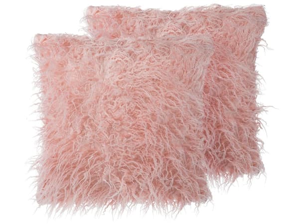 Sett med 2 Pynteputer Rosa 45 x 45 cm Kunstig pels Dekorasjon Tilbehør Soverom Stue Moderne Minimalistisk Boho