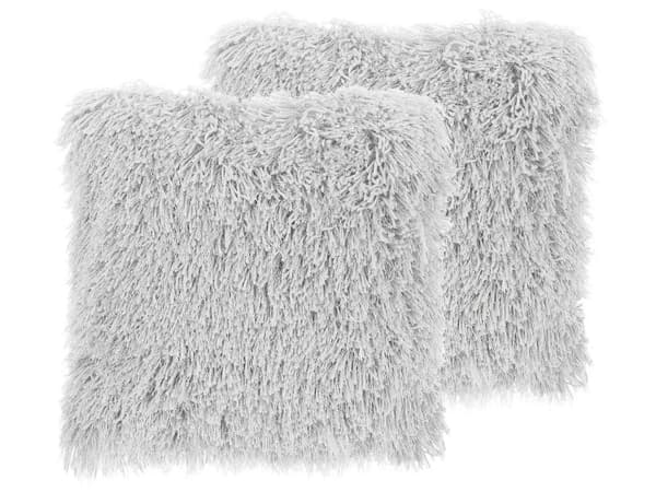 Sett med 2 pynteputer Grå Polyester 45 x 45 cm Shaggy Avtakbart putetrekk med innlegg Dekorasjon Tilbehør Moderne
