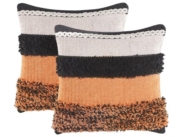 Sett med 2 pynteputer Flerfarget Bomull 45 x 45 cm Håndlaget putetrekk med polyesterfylling