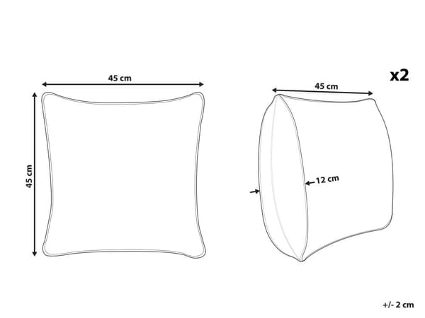 Sett med 2 Puter Svart og Hvitt 45 x 45 cm Avtakbart Bomullsstoff med Polyesterfylling