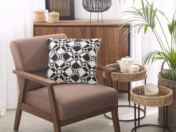 Sett med 2 Puter Svart og Hvitt 45 x 45 cm Avtakbart Bomullsstoff med Polyesterfylling