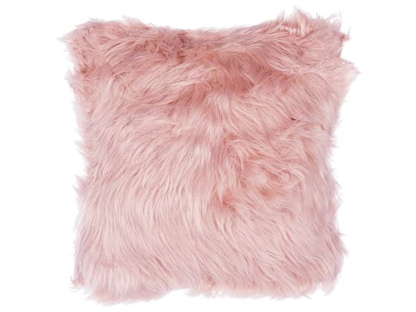 Sett med 2 Dekorative Puter Rosa Pels Shaggy 42 x 42 cm Ensidig Dekortilbehør