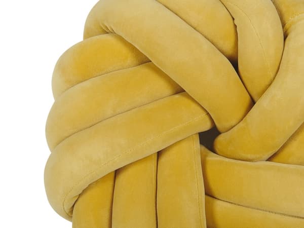 Pute Gul Fløyel med Skum 30 x 30 cm Dekorativ Rund Liten Knute Myk Design Retro Soverom Seng Sofa Stil Dekor Moderne