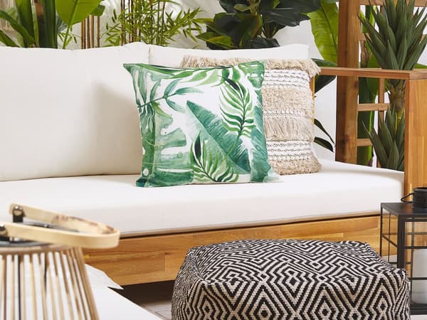 Sett med 2 hageputer Grønt bladmotiv Polyester firkantet 45 x 45 cm Vannbestandig Moderne design