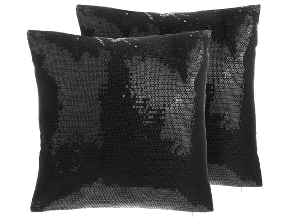 Sett med 2 pynteputer Svart Paljetter 45 x 45 cm Avtakbart trekk Dekorasjon Tilbehør Glamour Chic