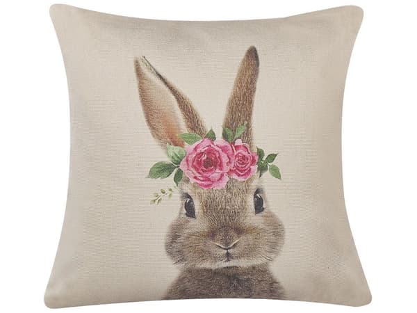 Sett med 2 pynteputer Grå Taupe Bomull 45 x 45 cm Dyreprint Påskedekorasjon