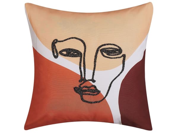 Sett med 2 stk. flerfargede puter med ansiktsmotiv 45 x 45 cm Dekorativ pute Hjemmetilbehør
