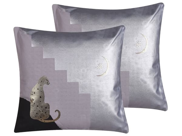 Sett med 2 pynteputer Flerfarget 45 x 45 cm Dyremotiv Gepard Dekorasjon Tilbehør Moderne Glam Stue Soverom