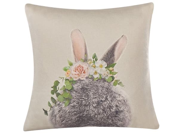 Sett med 2 dekorative puter Taupe Bomull 45 x 45 cm Print av påskehare