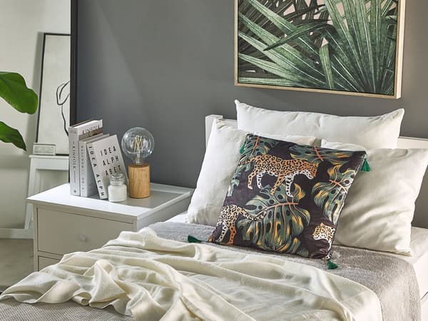 Sett med 2 Pynteputer Svart Dyretrykk 45 x 45 cm Leopardmotiv Moderne Glamour Dekor Tilbehør