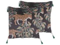 Miniatyrbilde 1 av 7: Sett med 2 Pynteputer Svart Dyretrykk 45 x 45 cm Leopardmotiv Moderne Glamour Dekor Tilbehør