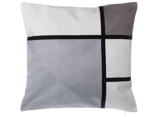 Sett med 2 Dekorative Puter Grått Stoff Rektangelmønster 45 x 45 cm Geometrisk trykk