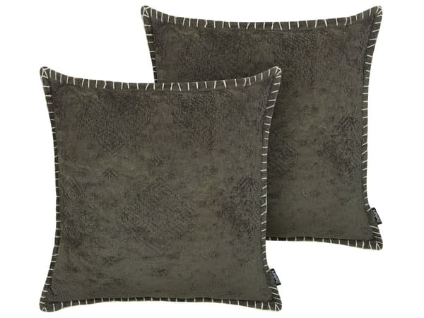 Sett med 2 pynteputer Grå Viskose Bomull 45 x 45 cm Geometrisk mønster Slitt uttrykk Dekorativ kantsøm Vintage Glamour Dekorasjon Tilbehør