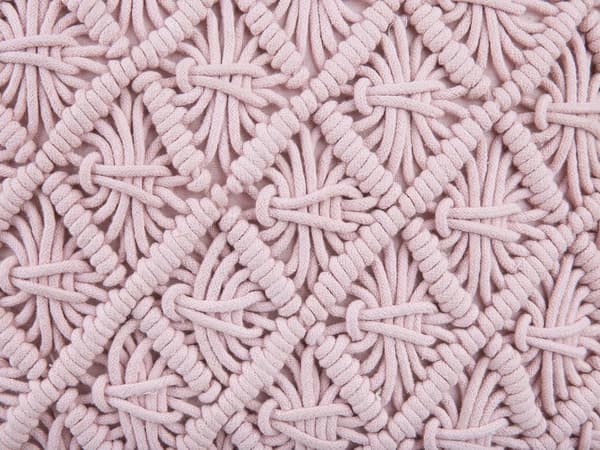 Putesett med 2 stk Rosa Bomull 45 x 45 cm med frynser strikkemønster Boho-stil Stue Salong Soverom