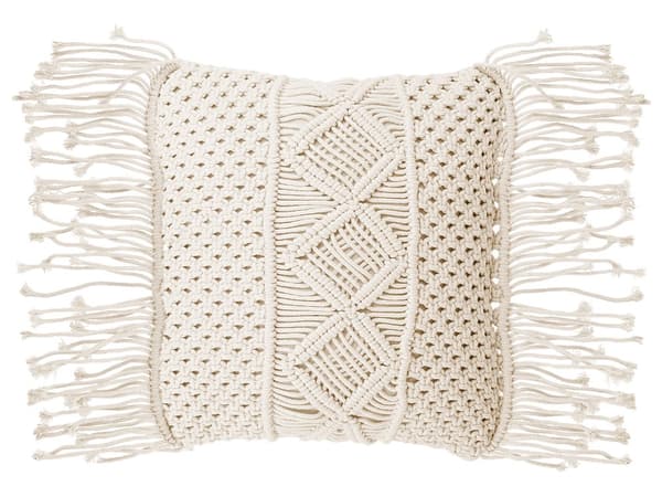 Sett med 2 Pynteputer Beige Bomullsmakramé 40 x 45 cm med Dusker Tau Boho Retro Dekorativt Tilbehør