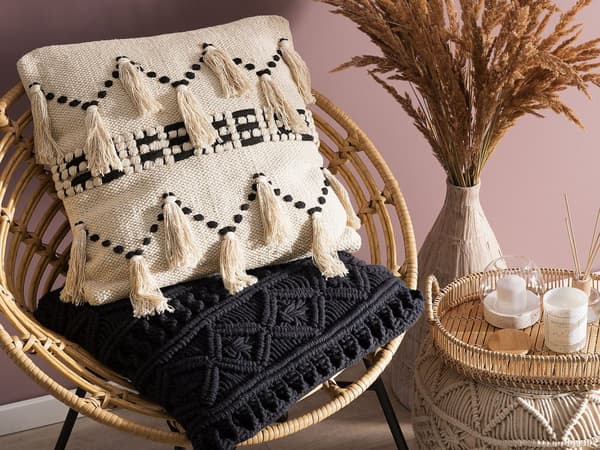 Sett med 2 Pynteputer i Beige Bomull 45 x 45 cm med Dusker Boho Dekor