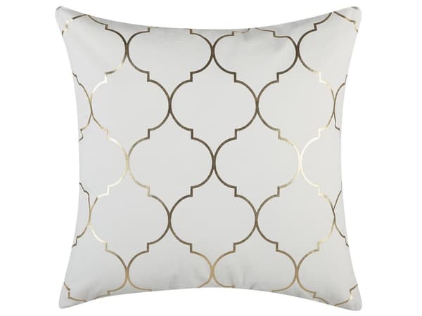 Sett med 2 Pynteputer Hvit Bomull 45 x 45 cm Quatrefoil Mønster Folietrykk Marokkansk Glamour Dekor Tilbehør