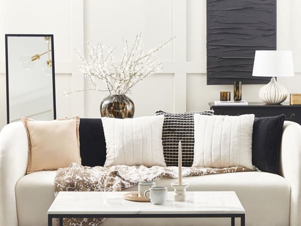 Sett med 2 Pynteputer Hvit polyester 45 x 45 cm glidelås Stue Soverom