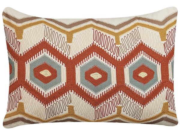 Sett med 2 pynteputer Flerfarget Bomull Ull 40 x 60 cm Geometrisk mønster Håndlaget Broderi Avtakbart trekk med fyll Boho