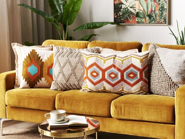 Sett med 2 pynteputer Flerfarget Bomull Ull 40 x 60 cm Geometrisk mønster Håndlaget Broderi Avtakbart trekk med fyll Boho