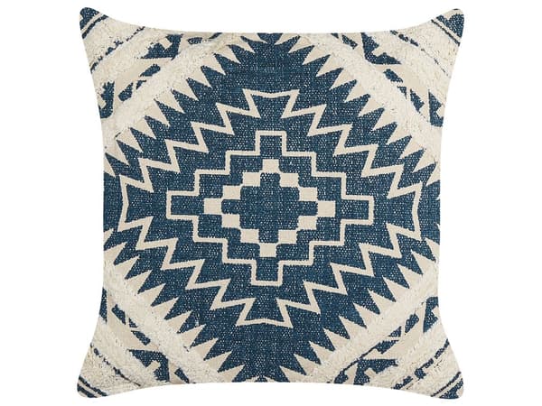 Sett med 2 Pynteputer Blå Beige Bomull 50 x 50 cm Geometrisk Mønster Folietrykk Boho Dekortilbehør