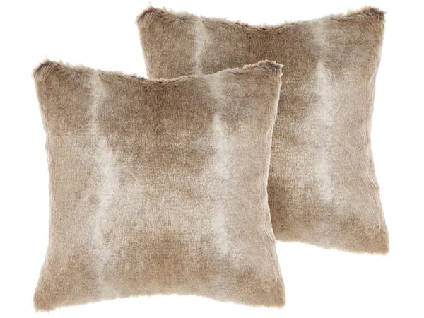 Sett med 2 Puter Brune 45 x 45 cm Glidelås Stue Soverom Pels