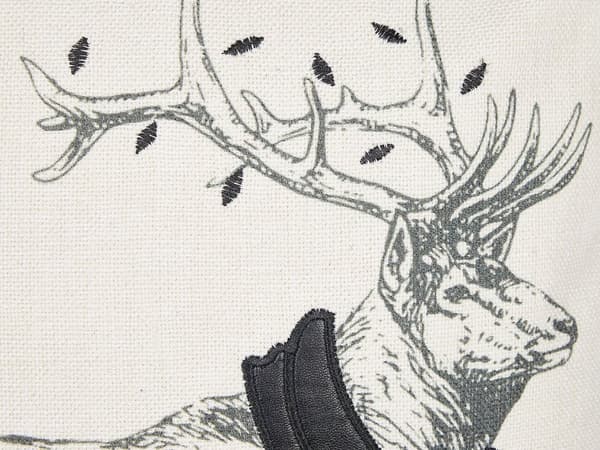 Pynteputer sett 2 stk hvit/svart 45 x 45 cm julemotiv reinsdyr