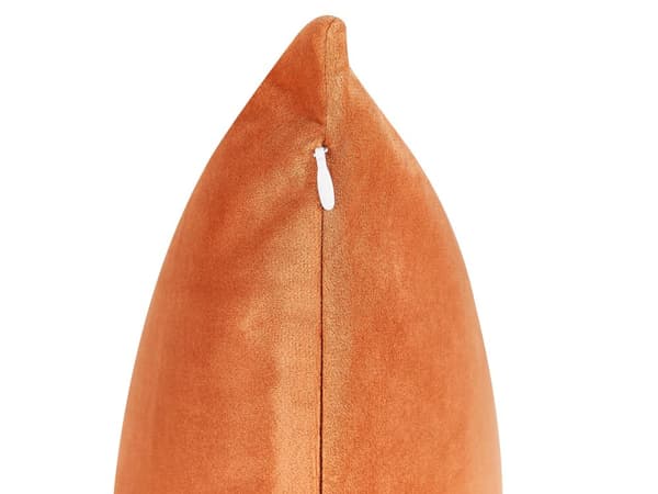 Sett med 2 Pynteputer Oransje Fløyel 45 x 45 cm Glamorøs Glidelås Geometrisk Mønster Stue Soverom