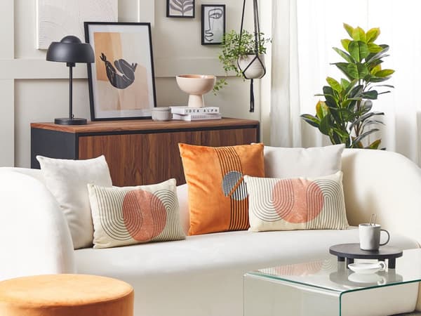 Sett med 2 Pynteputer Flerfarget Polyester Bomull 30 x 40 cm Geometrisk Mønster Pute Hjemtilbehør