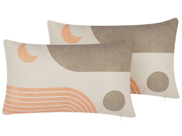 Sett med 2 Pynteputer Flerfarget Polyester Bomull 30 x 50 cm Abstrakt Mønster Pute Hjemtilbehør