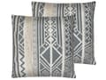 Miniatyrbilde 1 av 7: Sett med 2 Pynteputer Grå Polyester Bomull 45 x 45 cm Boho Geometrisk Mønster Frynser Stue Soverom