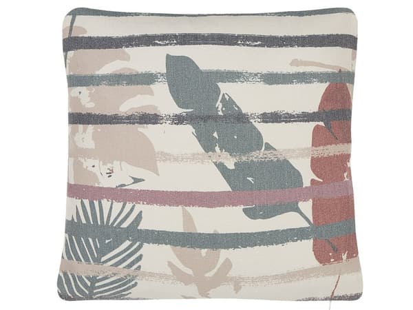 Sett med 2 Pynteputer Flerfarget Polyester Bomull 45 x 45 cm Stripete Bladmønster Dekor