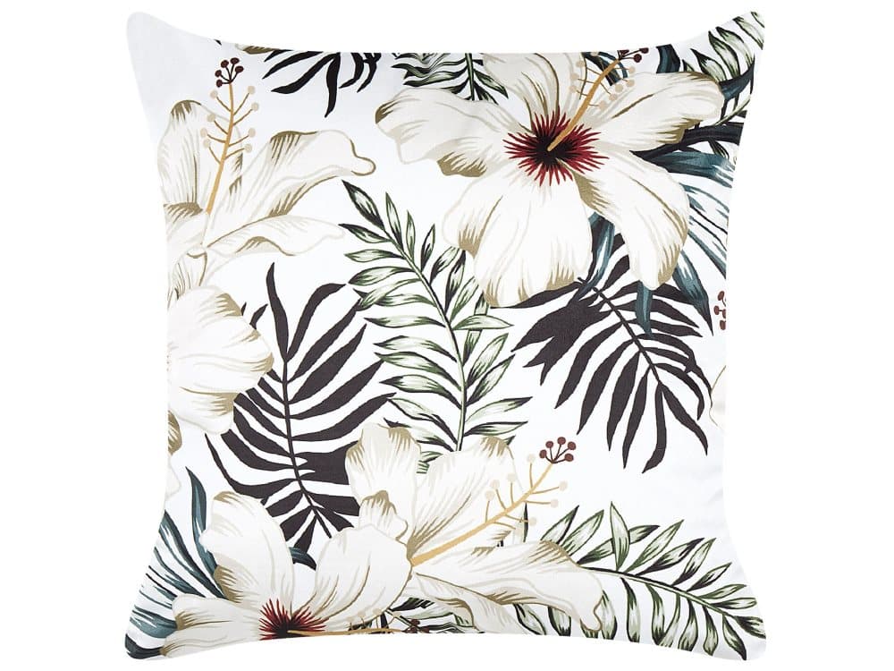 Sammetskudde lövmönster 45 x 45 cm Vit och Grön OKRA