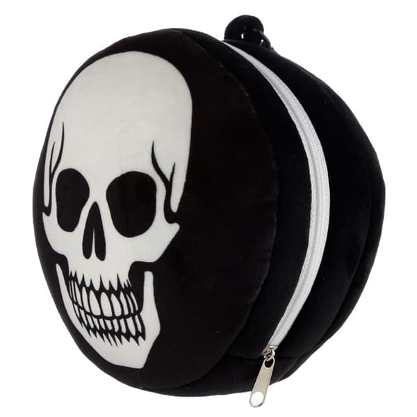 Lazy Bones Skull Relaxeazzz Plush Round Travel Pillow & Eye Mask Set
