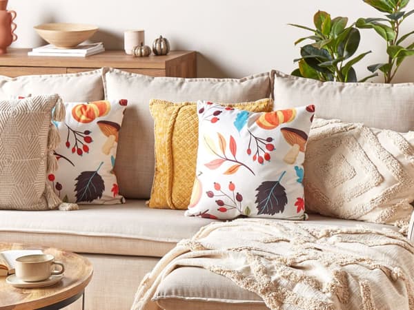 Prydnadskudde Flerfärgad Polyester Sammet 45 x 45 cm Höstmotiv Avtagbara Kuddfodral med Fyllning Traditionell Stil