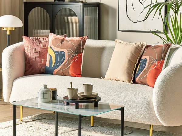 Set med 2 Prydnadskuddar Flerfärgad Polyester 45 x 45 cm Ansiktsmotiv Glamour Dekortillbehör