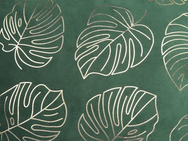Set med 2 Prydnadskuddar Mörkgrön Sammet 45 x 45 cm Bladtryck Glamour Dekor Hemtillbehör