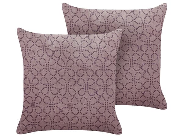 Set med 2 Prydnadskuddar Rosa Sammet och Bomull 45 x 45 cm Geometriskt Mönster Blocktryck Boho Dekoration Hemtillbehör